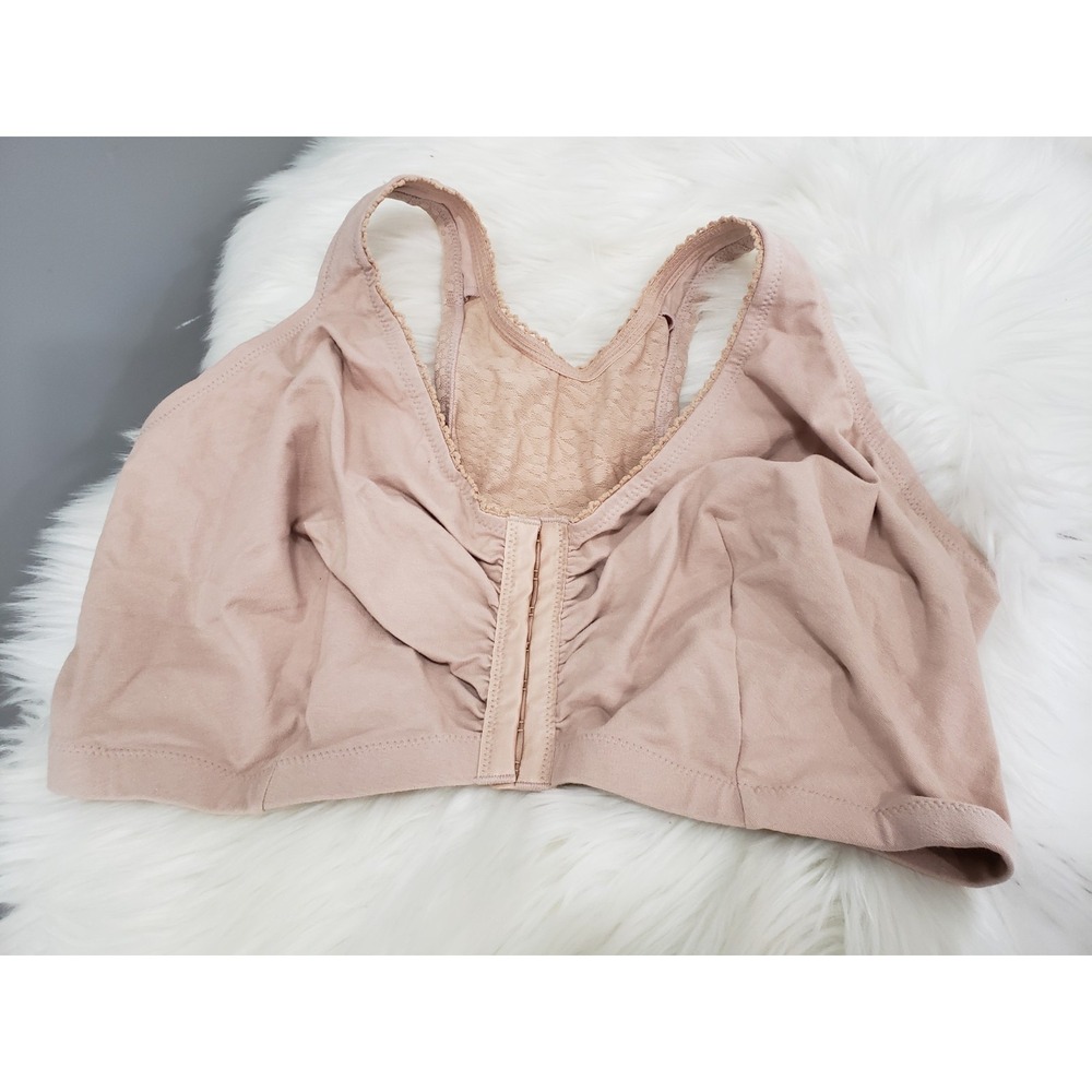 NWOT GLAMORISE Front-Closure Cotton‎ T-Back Wirefree 48DD Bra Beige Tan